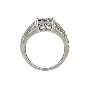 9ct White Gold & Diamond Set Square Cluster Ring
