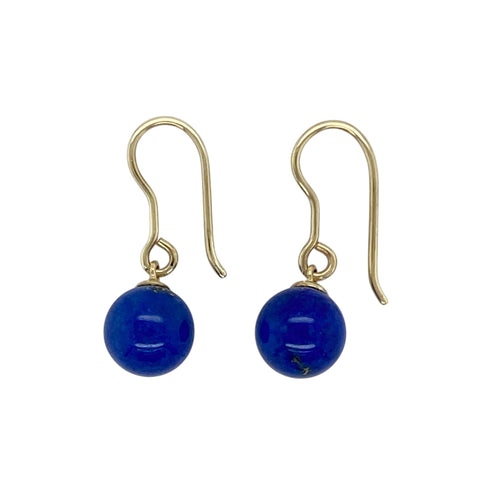 9ct Gold & Lapis Lazuli Drop Earrings