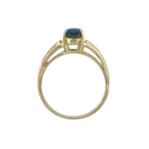 9ct Gold & Polished Oval Blue Cabochon Set Ring