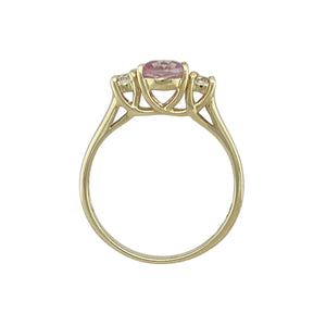 9ct Gold & Pink and White Cubic Zirconia Set Trilogy Ring