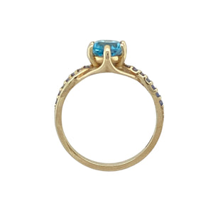 9ct Gold Blue Topaz & Tanzanite Set Ring