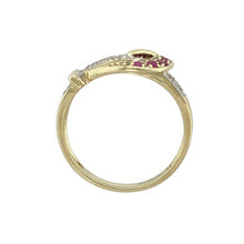 Load image into Gallery viewer, 9ct Gold Diamond &amp; Ruby Set Buckle Ring
