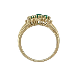 9ct Gold Diamond & Green Stone Set Trilogy Cluster Ring