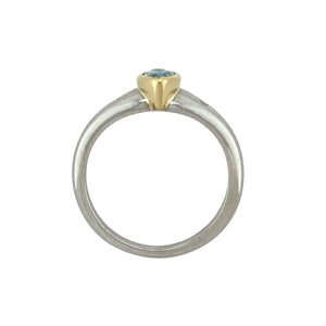 18ct White Gold Diamond & Blue Topaz Set Ring