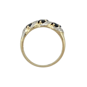 9ct Gold Diamond & Sapphire Set Twist Band Ring