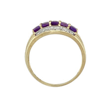 Load image into Gallery viewer, 9ct Gold Diamond &amp; Amethyst Set Band Ring
