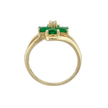 Load image into Gallery viewer, 9ct Gold Green Stone &amp; Cubic Zirconia Set Flower Ring

