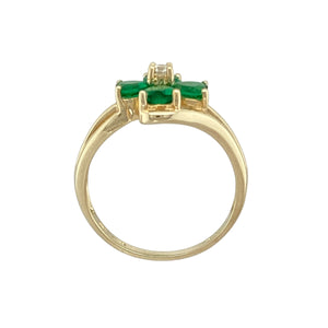 9ct Gold Green Stone & Cubic Zirconia Set Flower Ring