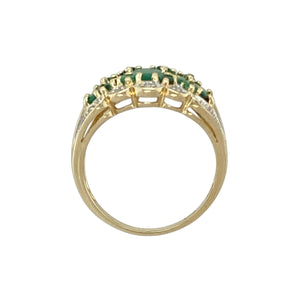 9ct Gold Diamond & Emerald Set Dress Ring