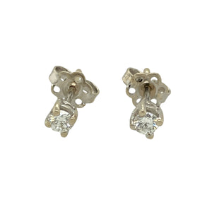 Add timeless sparkle to your jewellery collection with these pre-owned 9ct white gold diamond set stud earrings, offering understated elegance and everyday brilliance:

Design: A classic stud style featuring a single diamond in each earring, perfect for adding subtle sparkle and versatile sophistication to any look.
Material: Crafted from 9-carat white gold, the polished setting enhances the natural brilliance of the diamonds and complements their clean, timeless appeal.
