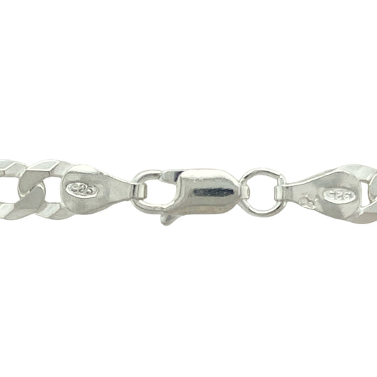 Add timeless strength and style to your collection with this new 925 silver 24" curb chain, a perfect balance of bold design and everyday versatility:

Design: A classic curb link chain with flat, interlocking links that offer a sleek, polished look and a smooth, flexible drape across the neckline.
Material: Crafted from 925 sterling silver, the chain features a bright, polished finish that enhances its clean, stylish appearance.
Dimensions: Measuring 24 inches in length with a 6mm link width