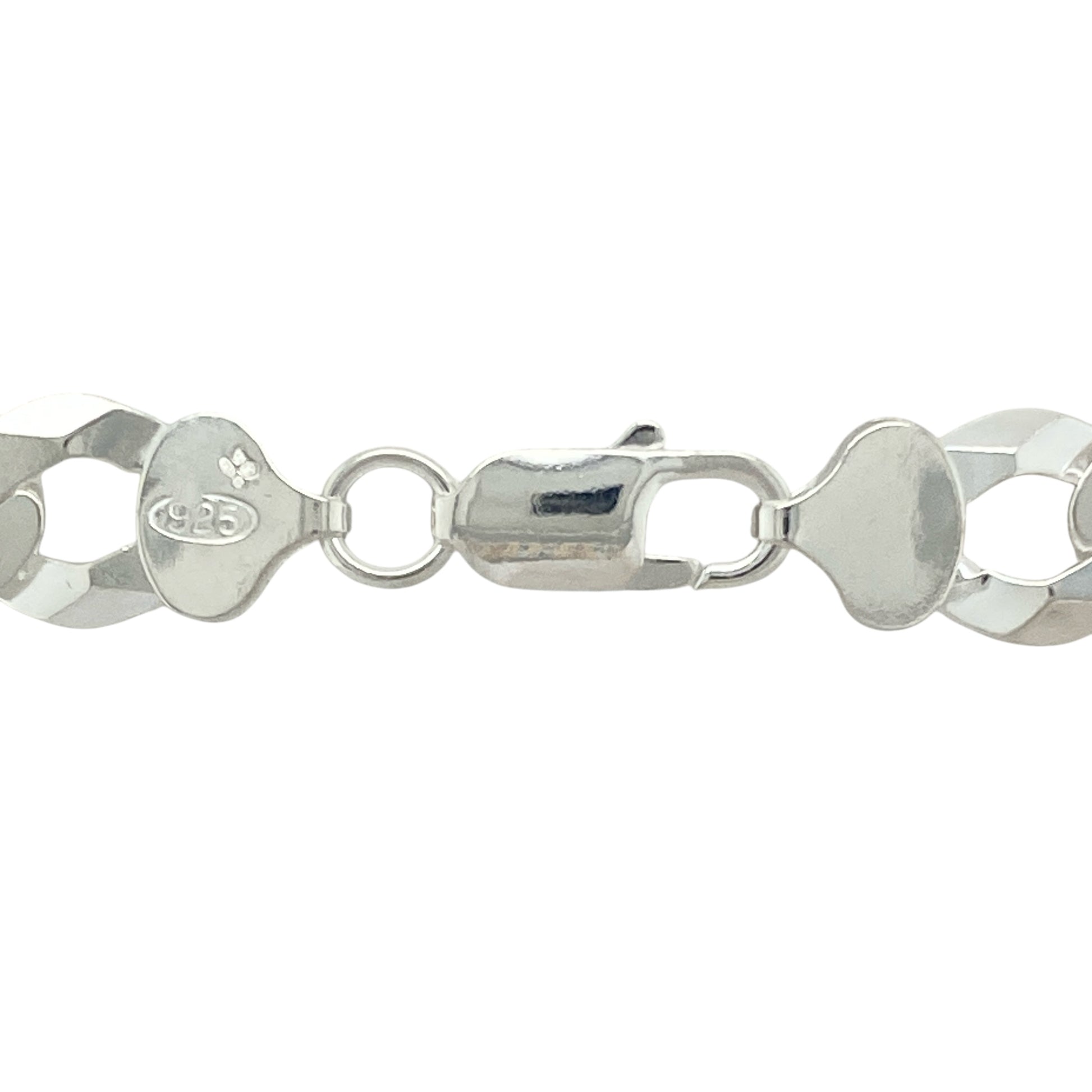Make an unmistakable statement with this new 925 silver 26" curb chain, combining substantial weight with timeless design for a strong, confident look:

Design: A traditional curb link chain with wide, flat interlocking links, offering a sleek, polished drape and a bold, commanding appearance.
Material: Crafted from solid 925 sterling silver, the chain features a bright, polished finish that enhances its clean, powerful lines.
Dimensions: Measuring 26 inches in length with a robust 10mm link width