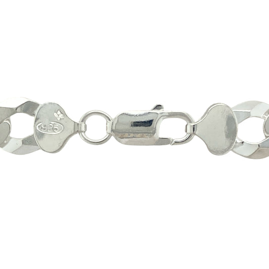 Make an unmistakable statement with this new 925 silver 26" curb chain, combining substantial weight with timeless design for a strong, confident look:

Design: A traditional curb link chain with wide, flat interlocking links, offering a sleek, polished drape and a bold, commanding appearance.
Material: Crafted from solid 925 sterling silver, the chain features a bright, polished finish that enhances its clean, powerful lines.
Dimensions: Measuring 26 inches in length with a robust 10mm link width