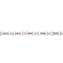 Load image into Gallery viewer, New 925 Silver 8.5&quot; Pink Cubic Zirconia Set Patterned Belcher Bracelet
