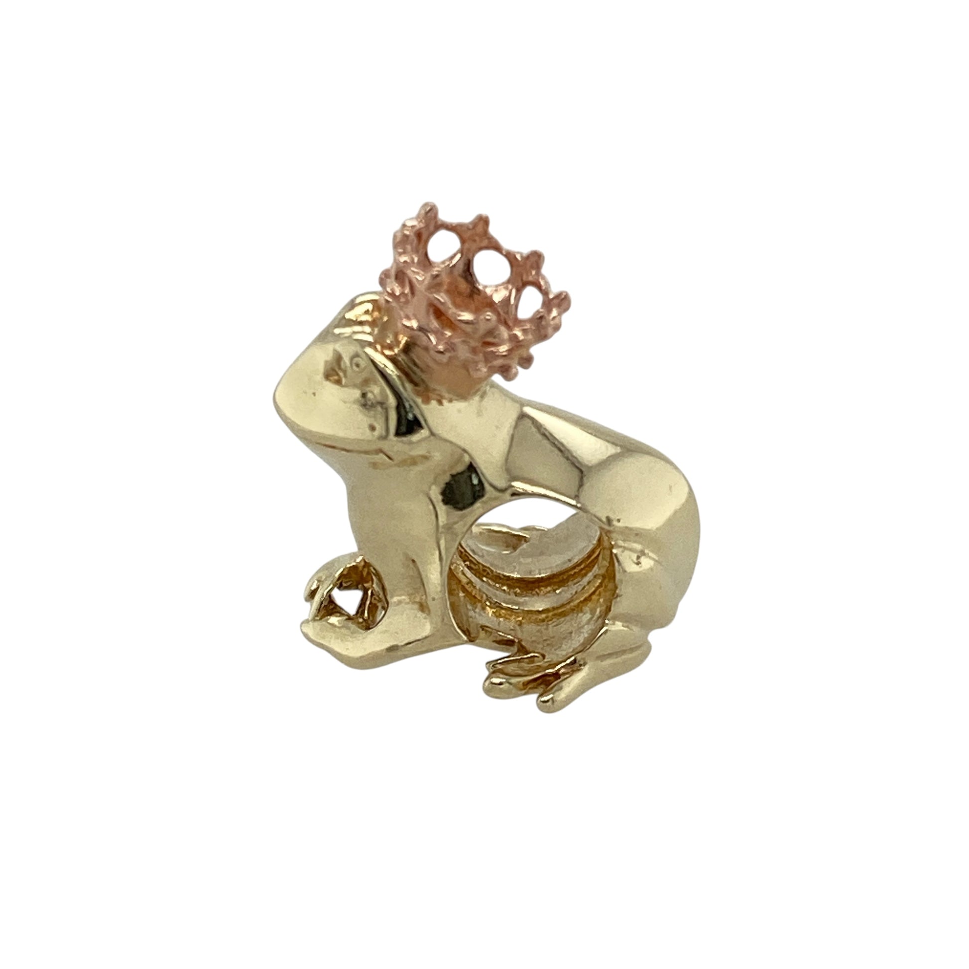 Bring a playful touch of magic and heritage to your collection with this pre-owned 9ct yellow and rose gold Clogau Prince Frog bead charm, blending whimsical design with timeless craftsmanship.

Design: Features a charming frog motif, symbolising transformation and new beginnings, designed as a bead charm to add character and storytelling to your bracelet.
Material: Crafted from 9-carat yellow and rose gold, incorporating rare Welsh gold, celebrated for its warmth, beauty, and historic significance.