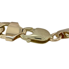 Load image into Gallery viewer, Bring bold sophistication to your collection with this pre-owned 9ct yellow gold 8.75&quot; curb bracelet, offering a substantial design with classic curb styling—perfect for those who appreciate statement gold jewellery.

Design: Featuring strong, flat curb links, this bracelet delivers a timeless and confident look with broad visual impact.
Material: Made from 9-carat yellow gold, the high-polish finish enhances the warm tone and clean definition of each wide link.
