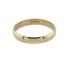 Load image into Gallery viewer, Bring timeless elegance to your collection with this pre-owned 9ct yellow gold 3mm wedding band ring, offering a classic and versatile design perfect for everyday wear or meaningful milestones.

Design: This traditional wedding band features a smooth, rounded profile with a balanced 3mm width, offering a timeless and refined appearance.
Material: Made from 9-carat yellow gold, the polished finish enhances the ring’s warm glow and elegant simplicity.

