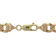 Load image into Gallery viewer, Bring bold classic style to your collection with this pre-owned 9ct yellow gold 20&quot; curb chain, offering a strong and timeless look—perfect for wearing solo or with a pendant.

Design: The chain features traditional flat curb links, creating a sleek and interlocking pattern known for its strength and signature style.
Material: Made from 9-carat yellow gold, the polished finish enhances the rich golden tone and sharp definition of each 8mm-wide link.
