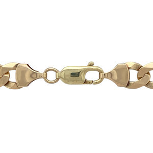 Bring bold classic style to your collection with this pre-owned 9ct yellow gold 20" curb chain, offering a strong and timeless look—perfect for wearing solo or with a pendant.

Design: The chain features traditional flat curb links, creating a sleek and interlocking pattern known for its strength and signature style.
Material: Made from 9-carat yellow gold, the polished finish enhances the rich golden tone and sharp definition of each 8mm-wide link.