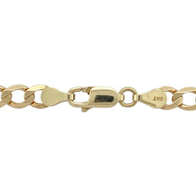 Load image into Gallery viewer, Bring refined length and timeless appeal to your collection with this pre-owned 9ct yellow gold 24&quot; curb chain, offering classic styling in a versatile longer length—perfect for layering or wearing with a pendant.

Design: The chain features traditional flat curb links, creating a smooth, interlocking pattern known for its strength and sleek appearance.
Material: Made from 9-carat yellow gold, the polished finish enhances the warm tone and clean lines of each 5mm-wide link.
