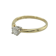 Load image into Gallery viewer, Bring classic sparkle to your collection with this pre-owned 9ct yellow gold diamond set solitaire ring, featuring timeless elegance in a delicate design—perfect for everyday wear, promises, or meaningful gifting.

Design: The ring showcases a single brilliant-cut diamond of approximately 0.17 carats, set in a traditional claw setting to maximise light and brilliance.

