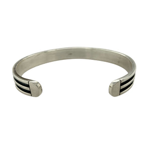 925 Silver Line Detail Cuff Bangle