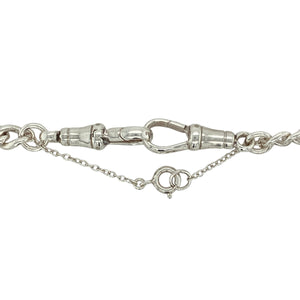 Bring vintage-inspired style and solid craftsmanship to your collection with this pre-owned 925 silver 20" T-bar curb chain, featuring classic detailing and a bold profile—perfect for statement wear or layering with timeless appeal.

Design: The chain features 5mm wide curb links and a traditional T-bar fastening, enhanced by a functional safety chain for added security and period-inspired charm.
