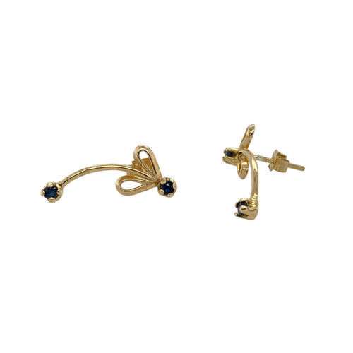 9ct Gold & Sapphire Bow Stud Earrings