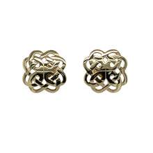 Load image into Gallery viewer, Bring symbolic elegance and timeless tradition to your collection with these pre-owned 9ct yellow gold Celtic knot stud earrings, featuring a classic design rich in meaning—perfect for everyday wear or a thoughtful gift.

Design: Each earring features a traditional Celtic knot motif, symbolising eternity, unity, and interconnectedness in a refined stud style.
Material: Made from 9-carat yellow gold, the polished finish enhances the intricate knotwork and adds a warm, radiant glow.

