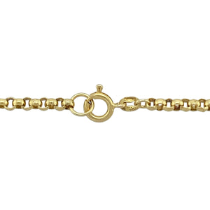 Bring classic structure and versatile style to your collection with this pre-owned 9ct yellow gold 24" belcher chain, featuring a timeless link design—perfect for everyday wear, layering, or pairing with a favourite pendant.

Design: The chain features traditional round belcher links with a 2mm width, offering a clean, uniform look with subtle shine and texture.
Material: Made from 9-carat yellow gold, the polished finish enhances the warm tone and classic styling of the link design.
