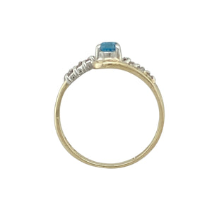 9ct Gold Diamond & Blue Topaz Set Twist Ring