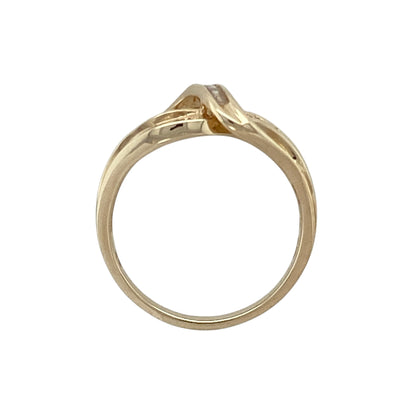 18ct Gold & Diamond Set Split Three Row Wrap Over Band Ring