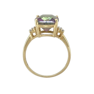 9ct Gold Diamond & Mystic Topaz Set Ring