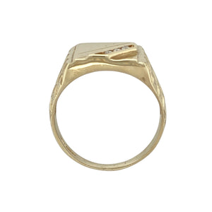 9ct Gold & Diamond Set Square Signet Ring