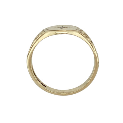 9ct Gold & Diamond Set Oval Signet Ring