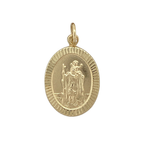 9ct Gold Oval St Christopher Pendant