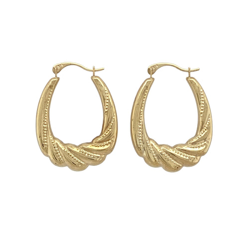 9ct Gold Patterned Twist Creole Earrings