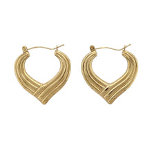 Load image into Gallery viewer, 9ct Gold Patterned Heart Shaped Creole Earrings
