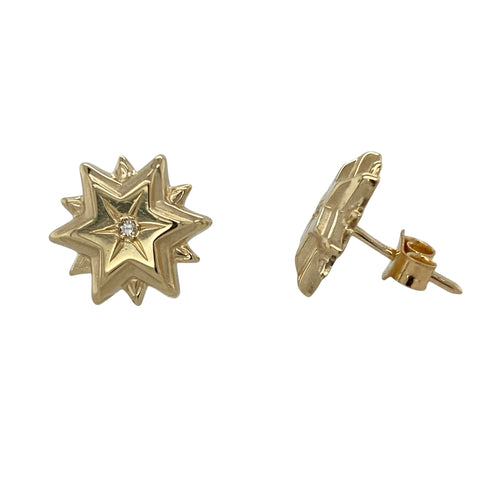 9ct Gold & Diamond Set Star Stud Earrings