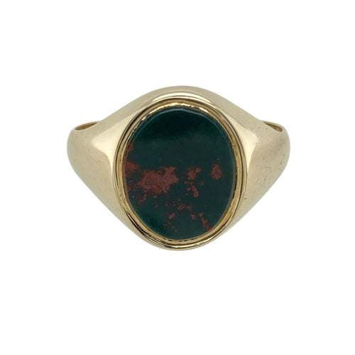 9ct Gold & Bloodstone Oval Signet Ring