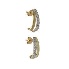 Load image into Gallery viewer, 9ct Gold &amp; Cubic Zirconia Set Curved Bar Stud Earrings
