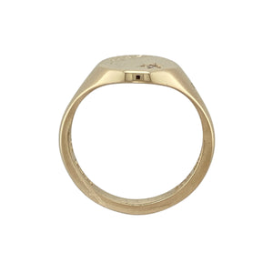 9ct Gold & Diamond Set Engraved Oval Signet Ring