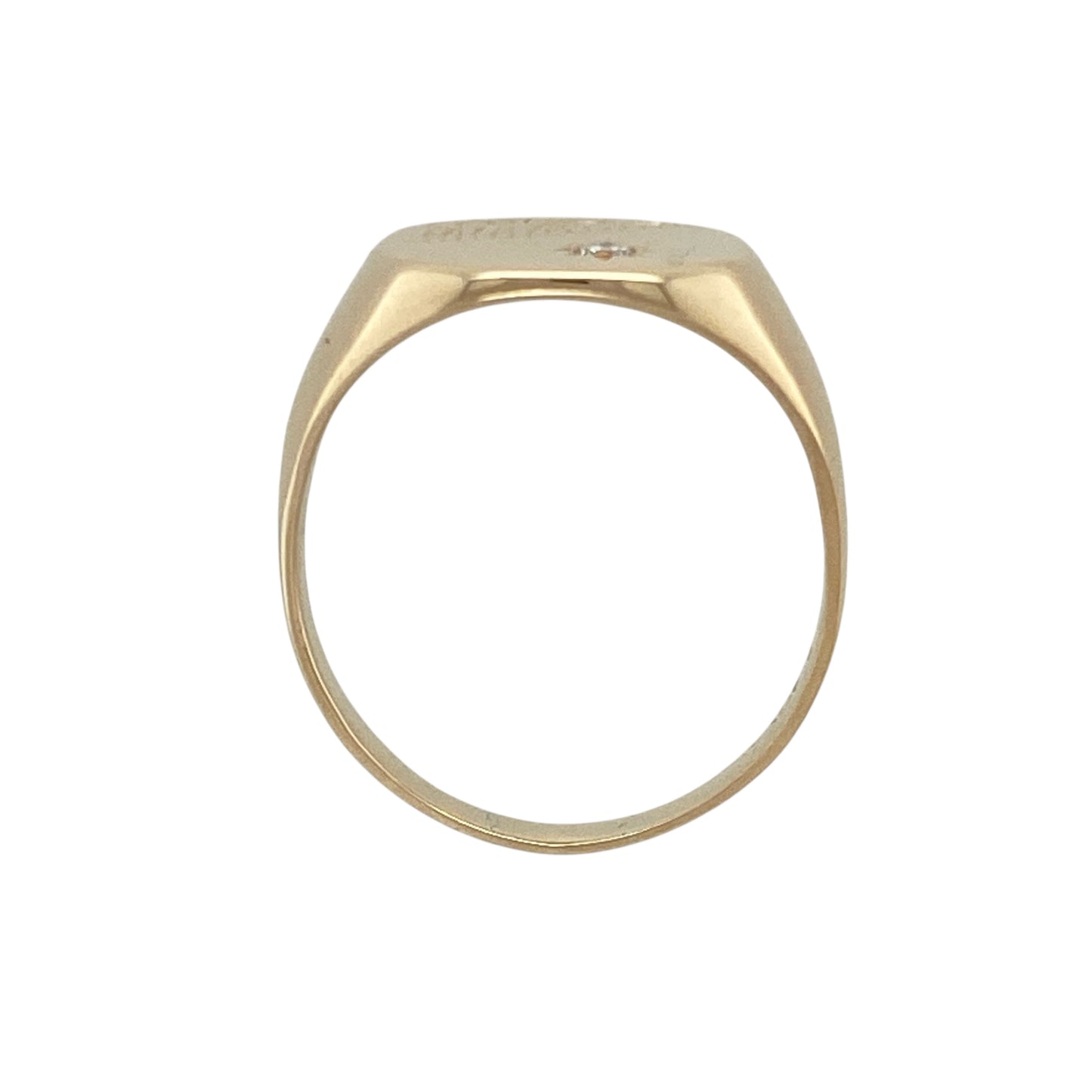 9ct Gold & Diamond Set Engraved Signet Ring
