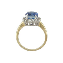 Load image into Gallery viewer, 9ct Gold Blue Stone &amp; Cubic Zirconia Set Cluster Ring
