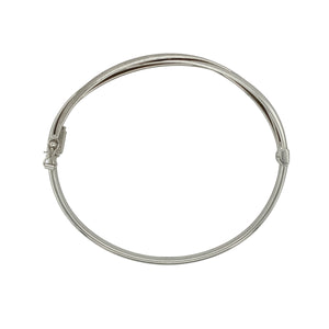 9ct White Gold & Cubic Zirconia Set Crossover Bangle
