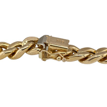 Load image into Gallery viewer, Add bold presence and timeless appeal to your collection with this pre-owned 9ct yellow gold hollow curb bracelet—classic in style and substantial in look.

Design: The bracelet features 8mm wide curb links with a smooth, flat profile, offering a strong, masculine aesthetic with vintage charm.
Material: Made from 9-carat yellow gold, the polished finish enhances the bold links with a warm, lustrous shine.

