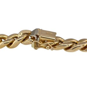 Add bold presence and timeless appeal to your collection with this pre-owned 9ct yellow gold hollow curb bracelet—classic in style and substantial in look.

Design: The bracelet features 8mm wide curb links with a smooth, flat profile, offering a strong, masculine aesthetic with vintage charm.
Material: Made from 9-carat yellow gold, the polished finish enhances the bold links with a warm, lustrous shine.
