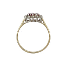 Load image into Gallery viewer, 9ct Gold Diamond &amp; Ruby Set Trilogy Cluster Ring
