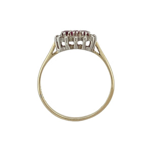 9ct Gold Diamond & Ruby Set Trilogy Cluster Ring
