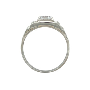 9ct White Gold & Cubic Zirconia Set Watch Strap Style Ring